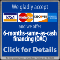 Credit Cards Accepted and we offer 6-months same-as-cash (OAC) - Click for details